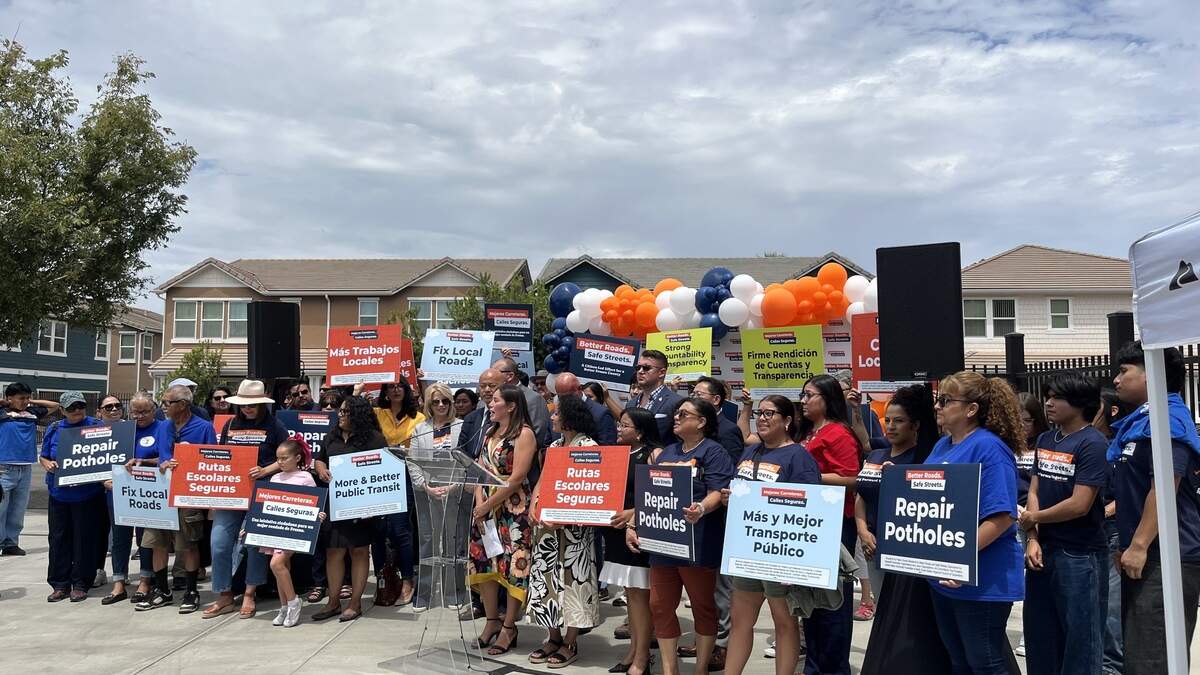 The Leadership Counsel for Justice and Accountability organized a rally on Monday, July 13, 2026, in downtown Fresno to urge support of the Better Roads, Safe Streets ballot measure to extend Measure C in the county.